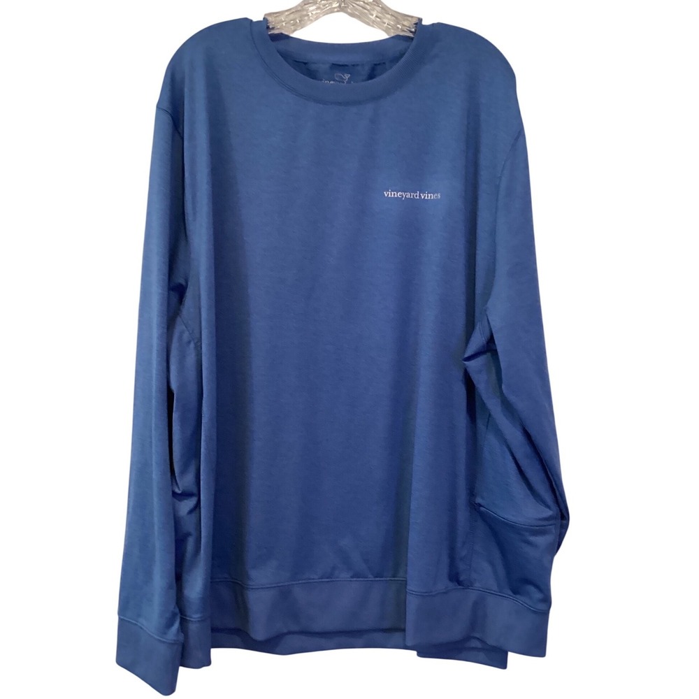 Vineyard Vines Performance Long Sleeve Crewneck Pullover Shirt Blue - XXL